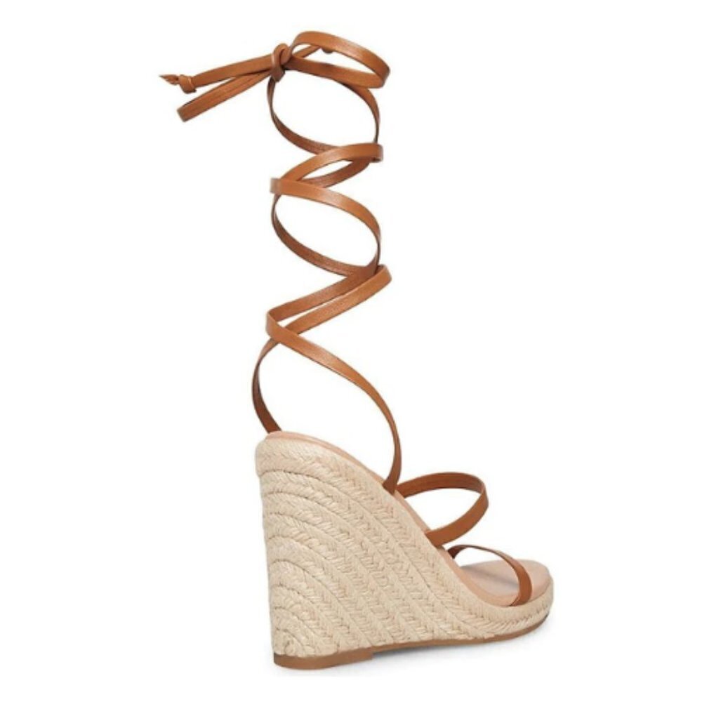 NEW Chelsea & Violet Mariah Ankle Wrap Espadrille Wedge Sandals in Honey - Picture 3 of 6